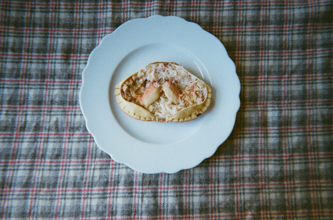 Plate on tartan cloth